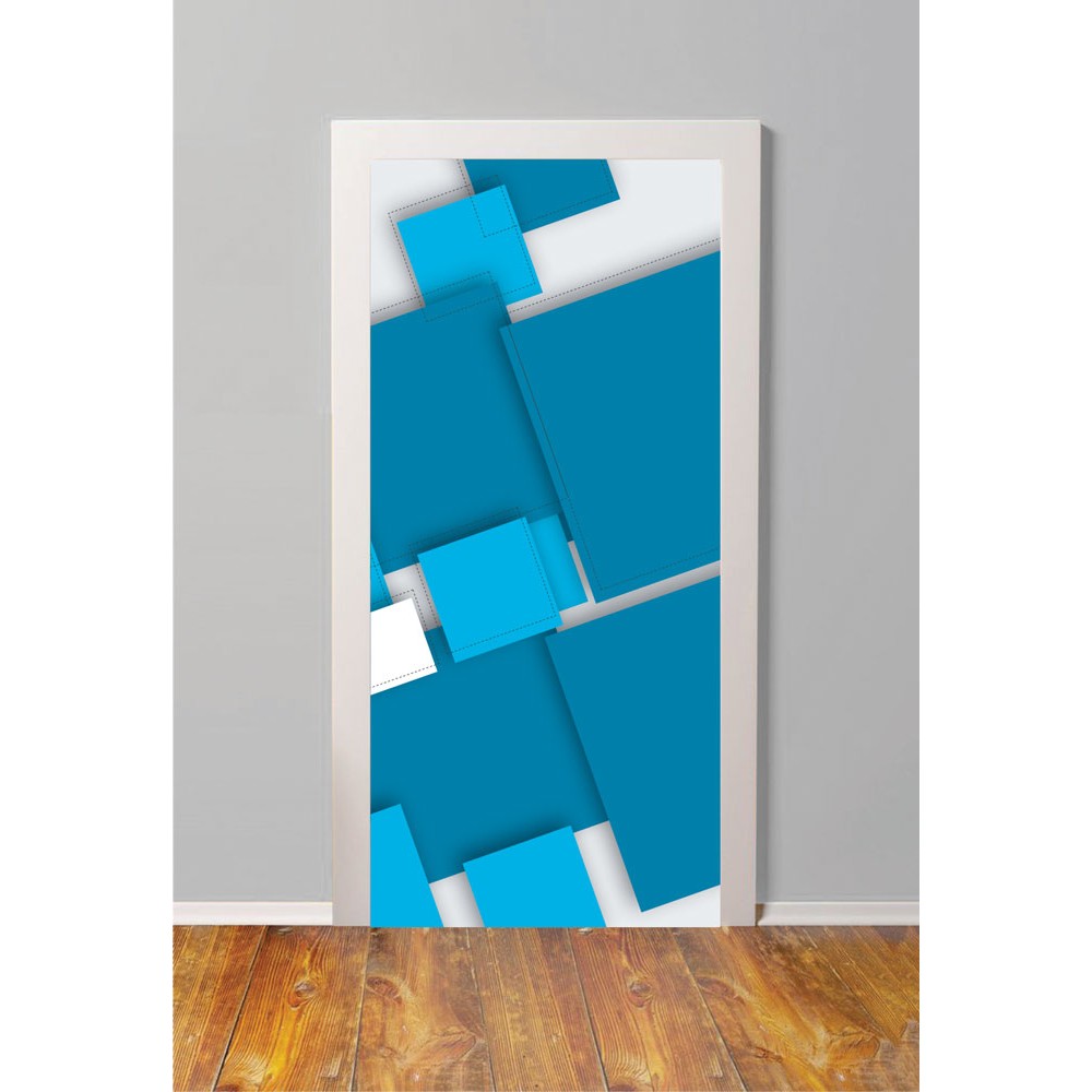 Αυτοκόλλητο πόρτας - Μπλε τετράγωνα