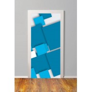 Αυτοκόλλητο πόρτας - Μπλε τετράγωνα