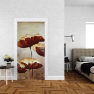 Αυτοκόλλητο πόρτας - Παπαρούνες