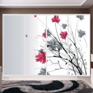 Αυτοκόλλητο ντουλάπας - Κόκκινα φύλλα