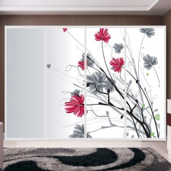 Αυτοκόλλητο ντουλάπας - Κόκκινα φύλλα