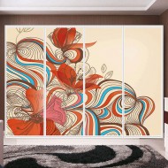 Αυτοκόλλητο ντουλάπας - Αφηρημένα άνθη