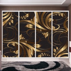 Αυτοκόλλητο ντουλάπας - Χρυσά φύλλα