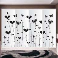 Αυτοκόλλητο ντουλάπας - Λουλούδια καρδιές