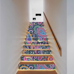 Αυτοκόλλητο σκάλας - Πολύχρωμο vintage μοτίβο