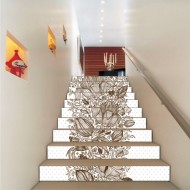 Αυτοκόλλητο σκάλας - Vintage flowers