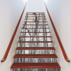 Αυτοκόλλητο σκάλας - Δέντρα ασπρόμαυρο