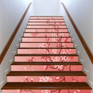 Αυτοκόλλητο σκάλας - Άνθη και Πουλιά