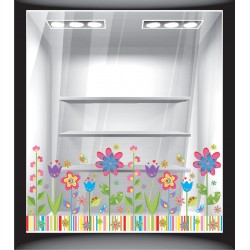 Αυτοκόλλητο βιτρίνας - Άνοιξη - Πολύχρωμα λουλούδια