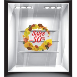 Αυτοκόλλητο βιτρίνας - Φθινόπωρο - Εκπτώσεις