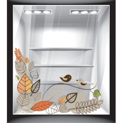 Αυτοκόλλητο βιτρίνας - Φθινόπωρο - Μπορντούρα πουλιά