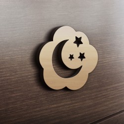 MDF Ξύλινο Σχέδιο - Φεγγάρι και Aστέρια