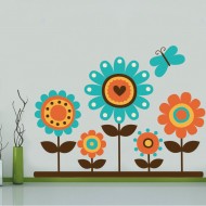 Αυτοκόλλητο τοίχου - Πολύχρωμα λουλούδια