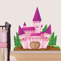 Αυτοκόλλητο τοίχου - Ροζ κάστρο