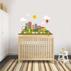 Παιδικό Αυτοκόλλητο Τοίχου - Γραμμική Πόλη 01