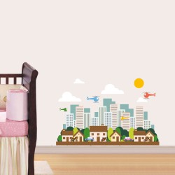 Παιδικό Αυτοκόλλητο Τοίχου - Γραμμική Πόλη 02
