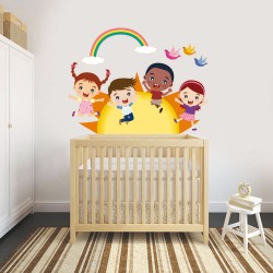 Παιδικό Αυτοκόλλητο Τοίχου - Γελαστή Παρέα