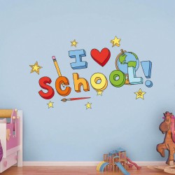 Παιδικό Αυτοκόλλητο Τοίχου - I Love School 01