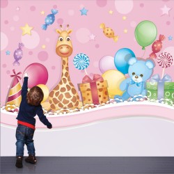 Αυτοκόλλητη ταπετσαρία - Ροζ γενέθλια