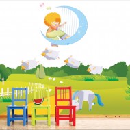 Αυτοκόλλητη ταπετσαρία - Μουσικά προβατάκια