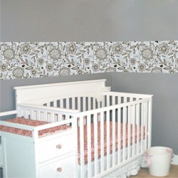 Αυτοκόλλητη Μπορντούρα - Ρετρό Λουλούδια