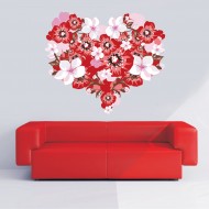 Αυτοκόλλητο τοίχου - Καρδιά από άνθη