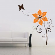 Αυτοκόλλητο τοίχου - Πορτοκαλί άνθος