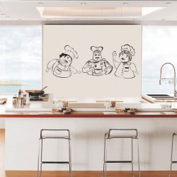 Αυτοκόλλητο Τοίχου - Funny chefs