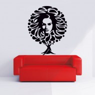 Αυτοκόλλητο Τοίχου - Γυναικείο πρόσωπο σε δέντρο