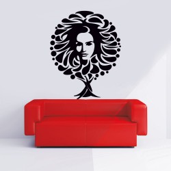 Αυτοκόλλητο Τοίχου - Γυναικείο πρόσωπο σε δέντρο