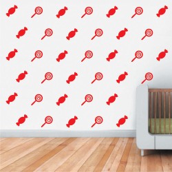 Mini Set Αυτοκόλλητα Τοίχου - Γλειφιτζούρια, Καραμέλες