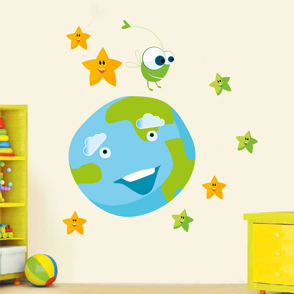 Αυτοκόλλητο τοίχου - Γη και αστεράκια