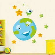 Αυτοκόλλητο τοίχου - Γη και αστεράκια