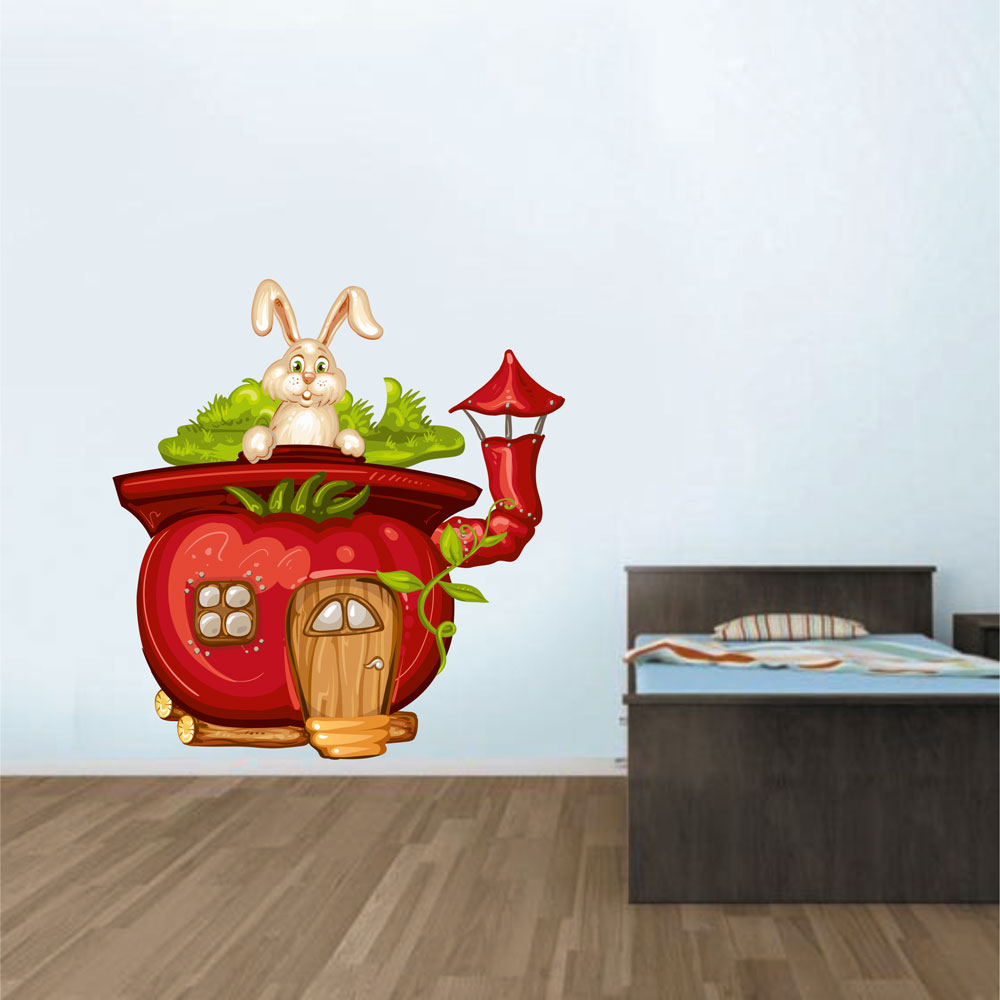Αυτοκόλλητο τοίχου - Λαγουδακι και σπιτάκι