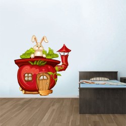 Αυτοκόλλητο τοίχου - Λαγουδακι και σπιτάκι