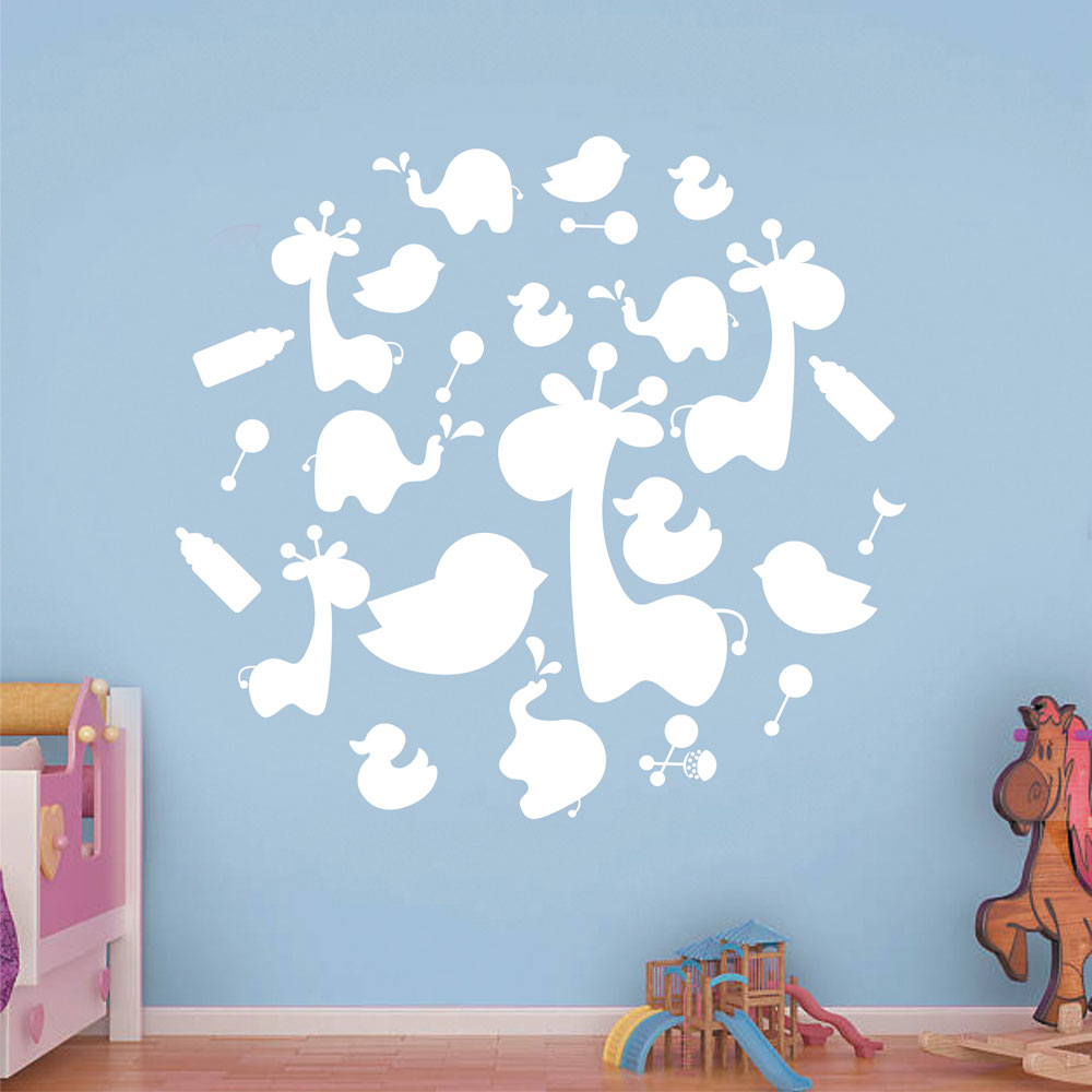 Αυτοκόλλητο Τοίχου Παιδικό - Ζωάκια