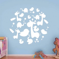 Αυτοκόλλητο Τοίχου Παιδικό - Ζωάκια