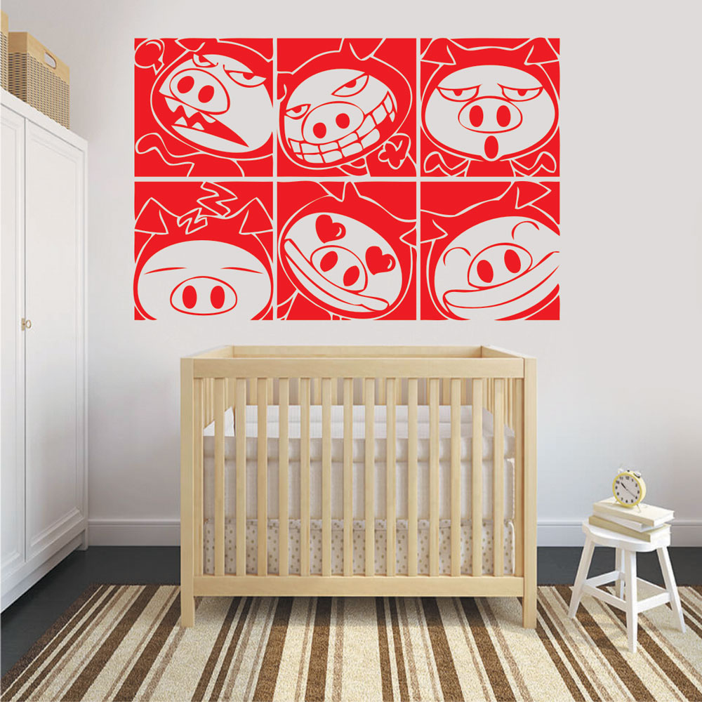 Αυτοκόλλητο Τοίχου Παιδικό - Γουρουνάκι Φατσούλες