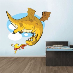 Παιδικό Αυτοκόλλητο Τοίχου - Δράκος καρτούν 02