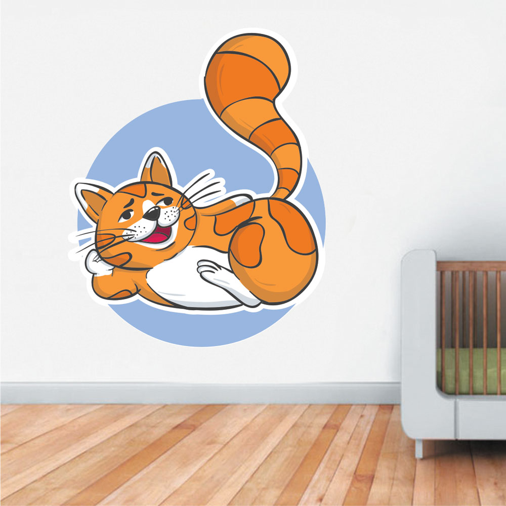 Παιδικό Αυτοκόλλητο Τοίχου - Καρτούν Γάτα