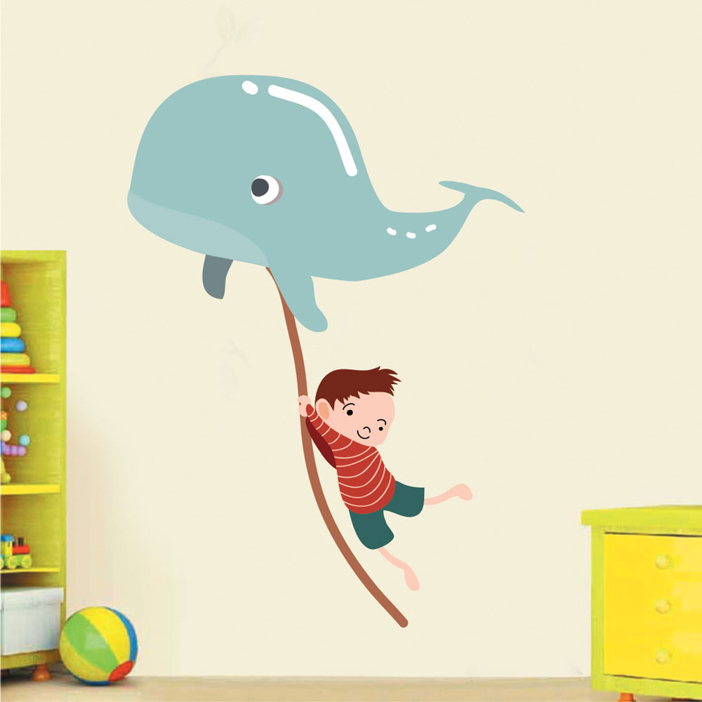 Παιδικό Αυτοκόλλητο Τοίχου - Φάλαινα και Παιδάκι