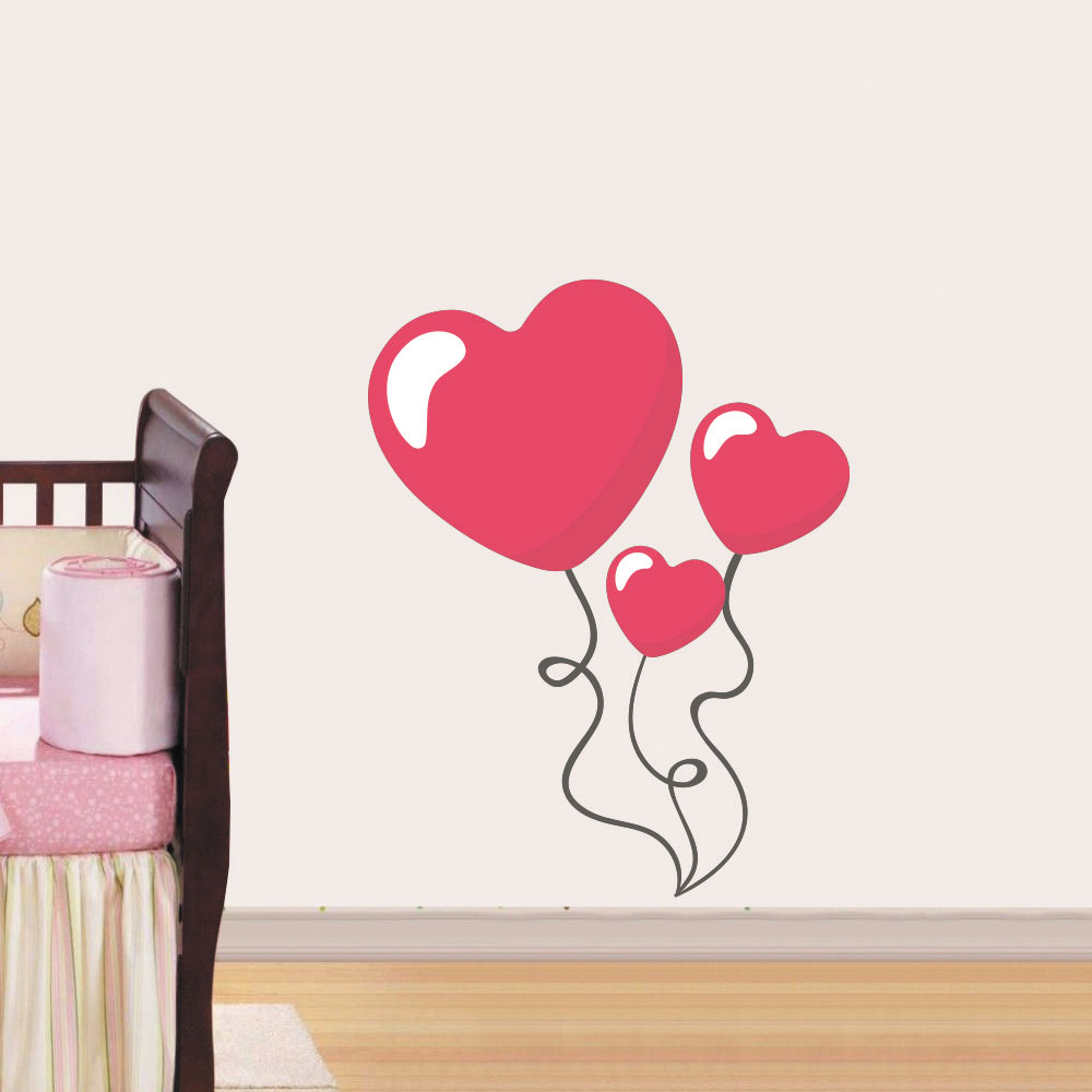 Παιδικό Αυτοκόλλητο Τοίχου - Μπαλόνια Καρδιές