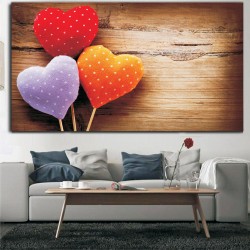 Πίνακας σε καμβά - Χρωματιστές καρδιές