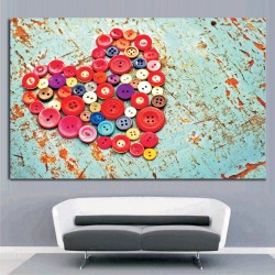 Πίνακας - Καρδιά από κουμπιά