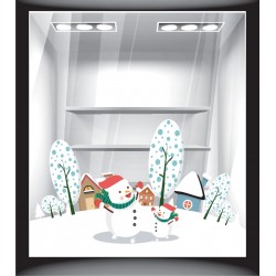 Αυτοκόλλητο βιτρίνας - Χαρούμενοι χιονάνθρωποι