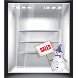 Αυτοκόλλητο βιτρίνας - Εκπτώσεις χιονάνθρωπος