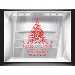 Αυτοκόλλητο βιτρίνας - Merry Christmas - Happy new year