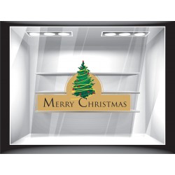 Αυτοκόλλητο βιτρίνας - Merry Christmas έλατο