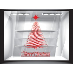 Αυτοκόλλητο βιτρίνας - Merry Christmas καμπύλες