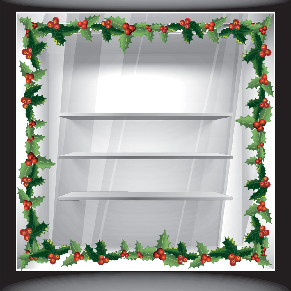 Αυτοκόλλητο βιτρίνας - Χριστουγεννιάτικη Μπορντούρα (Φάσα)